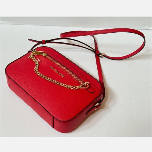 MICHAEL KORS JET SET ITEM EAST WEST CHAIN CROSSBODY SHOULDER BAG BRIGHT RED. - Picture 2 of 4